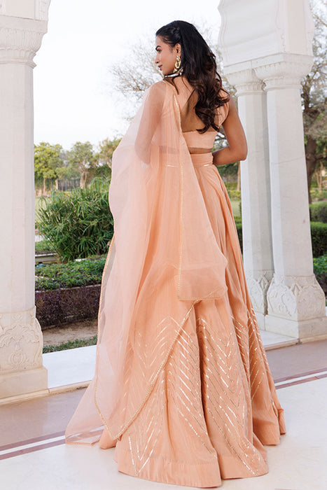 Coral Sand Silk Lehenga Set