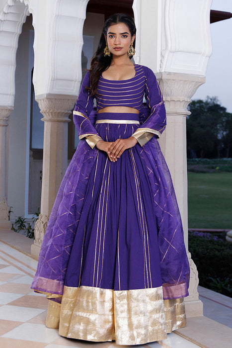 Purple Corallites Cotton Lehenga Set