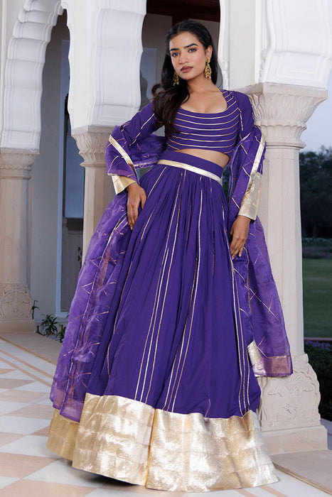 Purple Corallites Cotton Lehenga Set