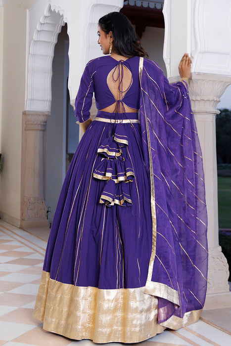 Purple Corallites Cotton Lehenga Set