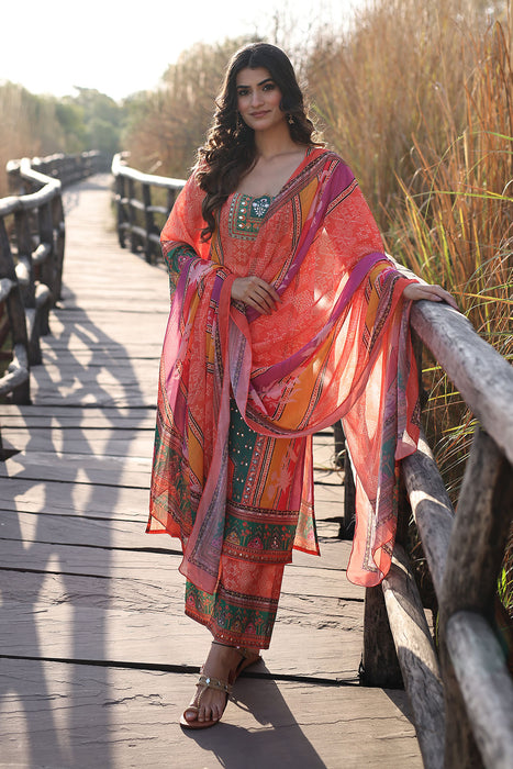 Marigold Orange and Yellow Muslin Kurta Set