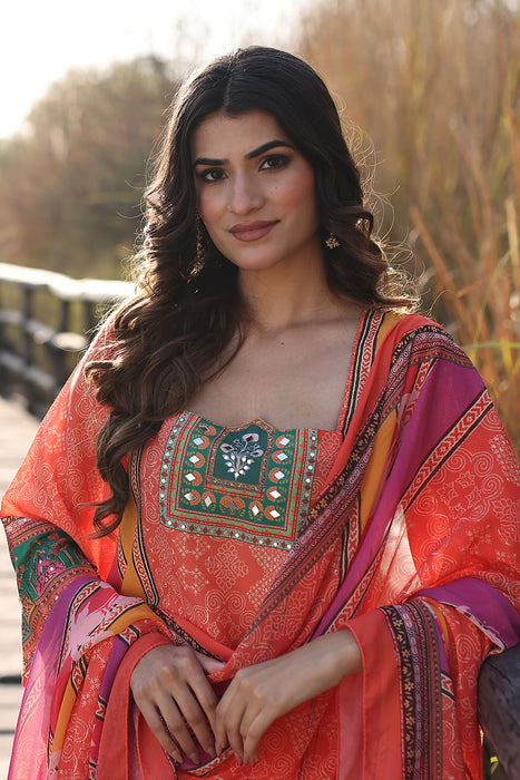 Marigold Orange and Yellow Muslin Kurta Set