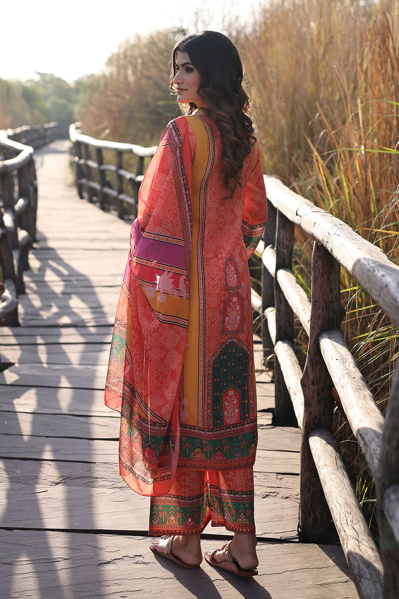 Marigold Orange and Yellow Muslin Kurta Set