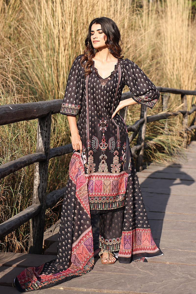 Ebony Black Muslin Kurta Set