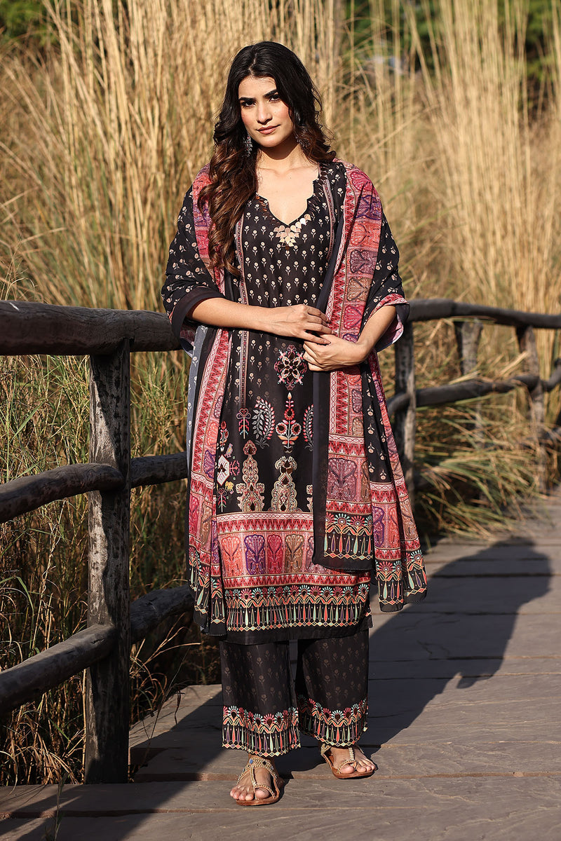 Ebony Black Muslin Kurta Set