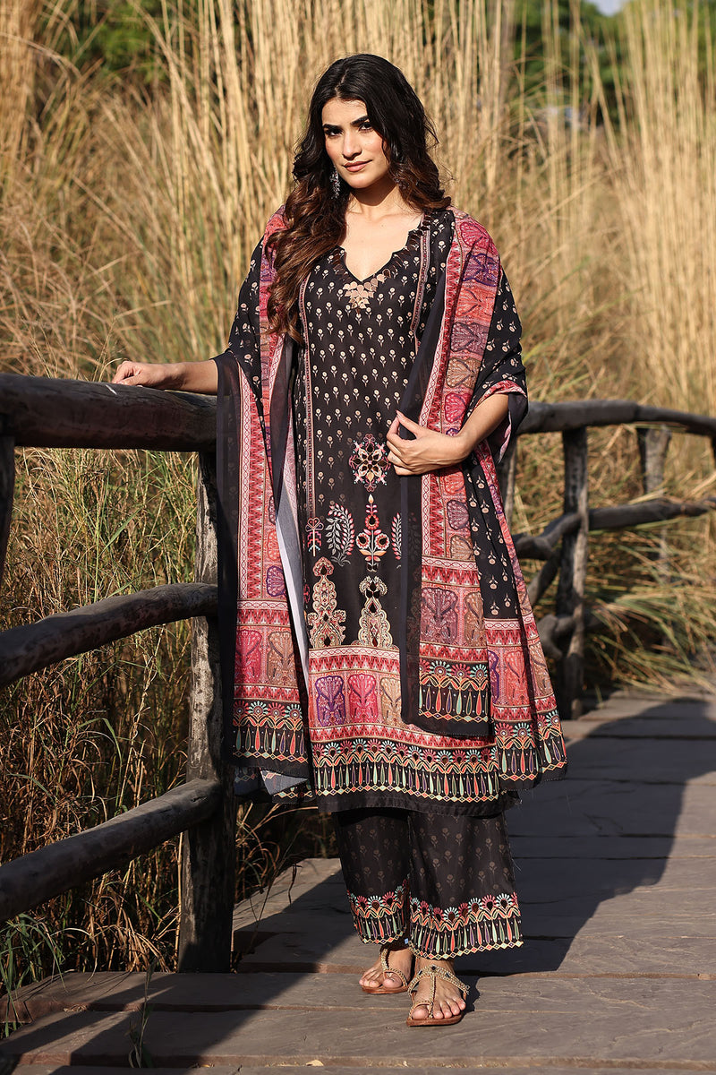 Ebony Black Muslin Kurta Set