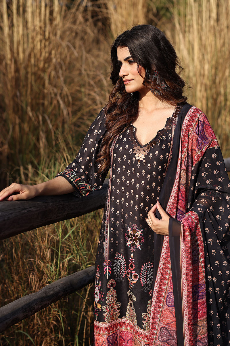 Ebony Black Muslin Kurta Set