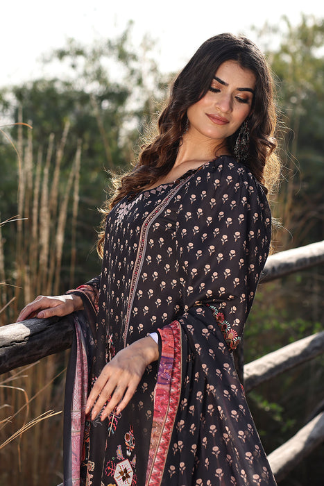 Ebony Black Muslin Kurta Set