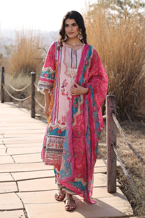 Flowering Pink Muslin Kurta Set