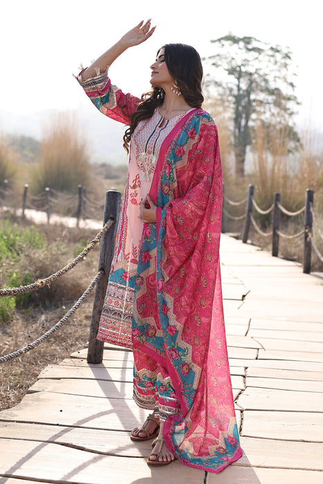 Flowering Pink Muslin Kurta Set
