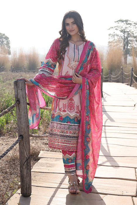 Flowering Pink Muslin Kurta Set