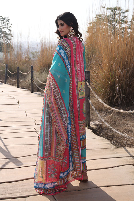 Sea Blue Muslin Kurta Set