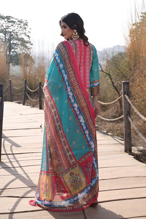 Sea Blue Muslin Kurta Set