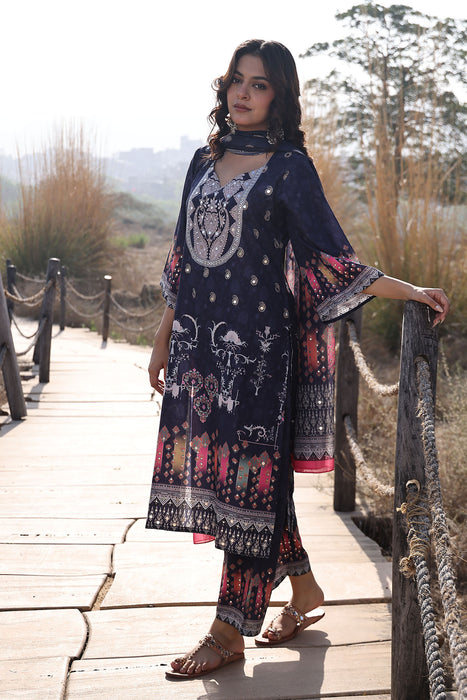 Nautical Blue Muslin Kurta Set