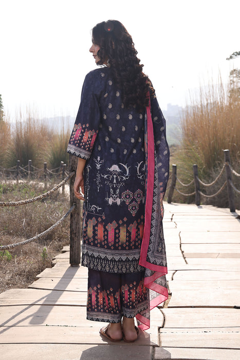 Nautical Blue Muslin Kurta Set