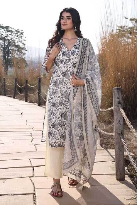 Light Ivory Cotton Linen Suit Set