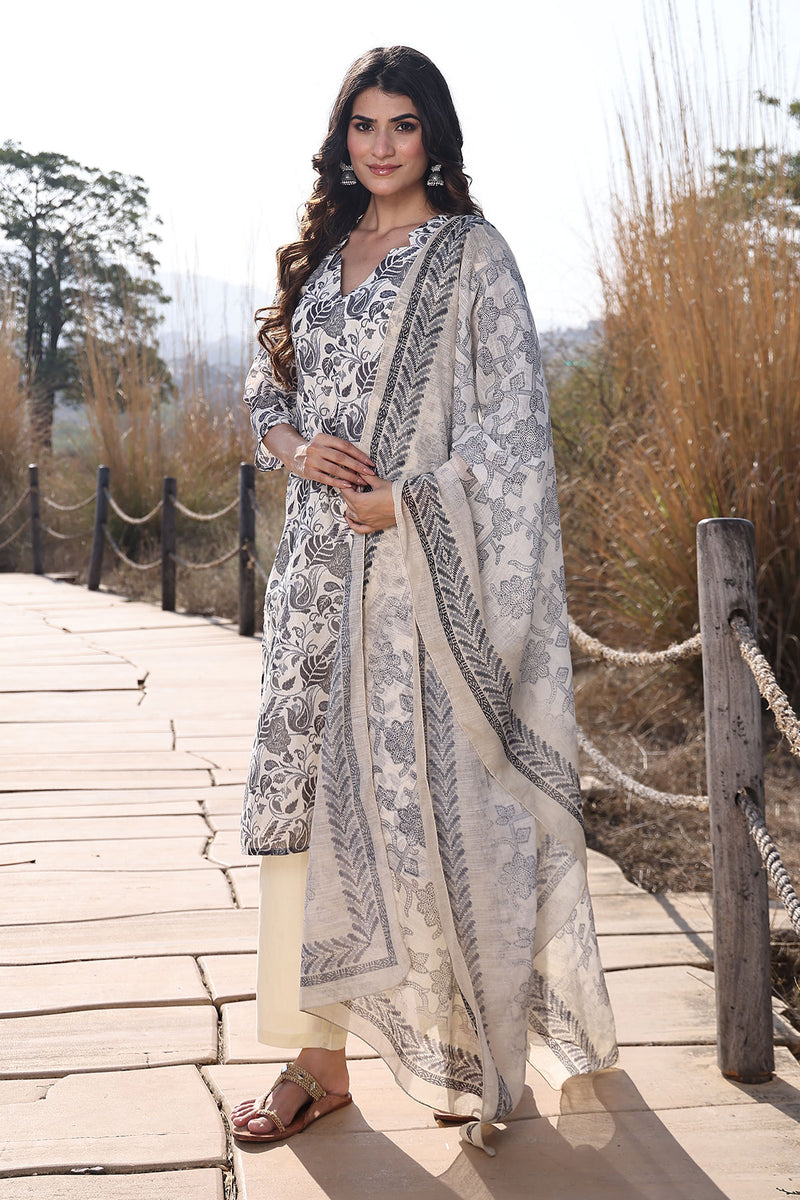 Light Ivory Cotton Linen Suit Set