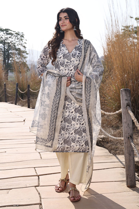 Light Ivory Cotton Linen Suit Set