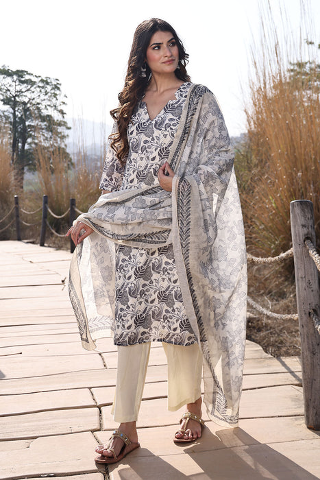Light Ivory Cotton Linen Suit Set