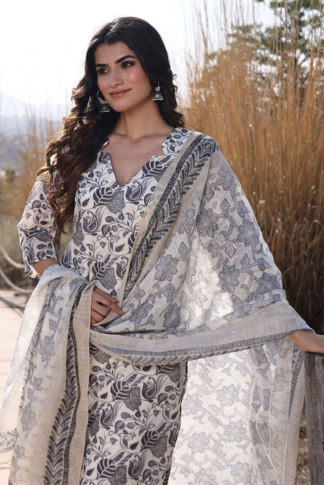 Light Ivory Cotton Linen Suit Set