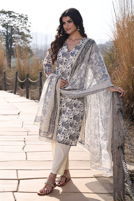 Light Ivory Cotton Linen Suit Set
