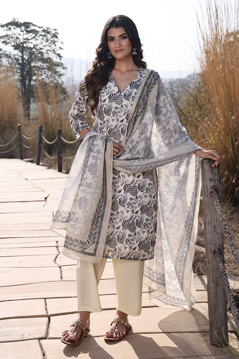 Light Ivory Cotton Linen Suit Set