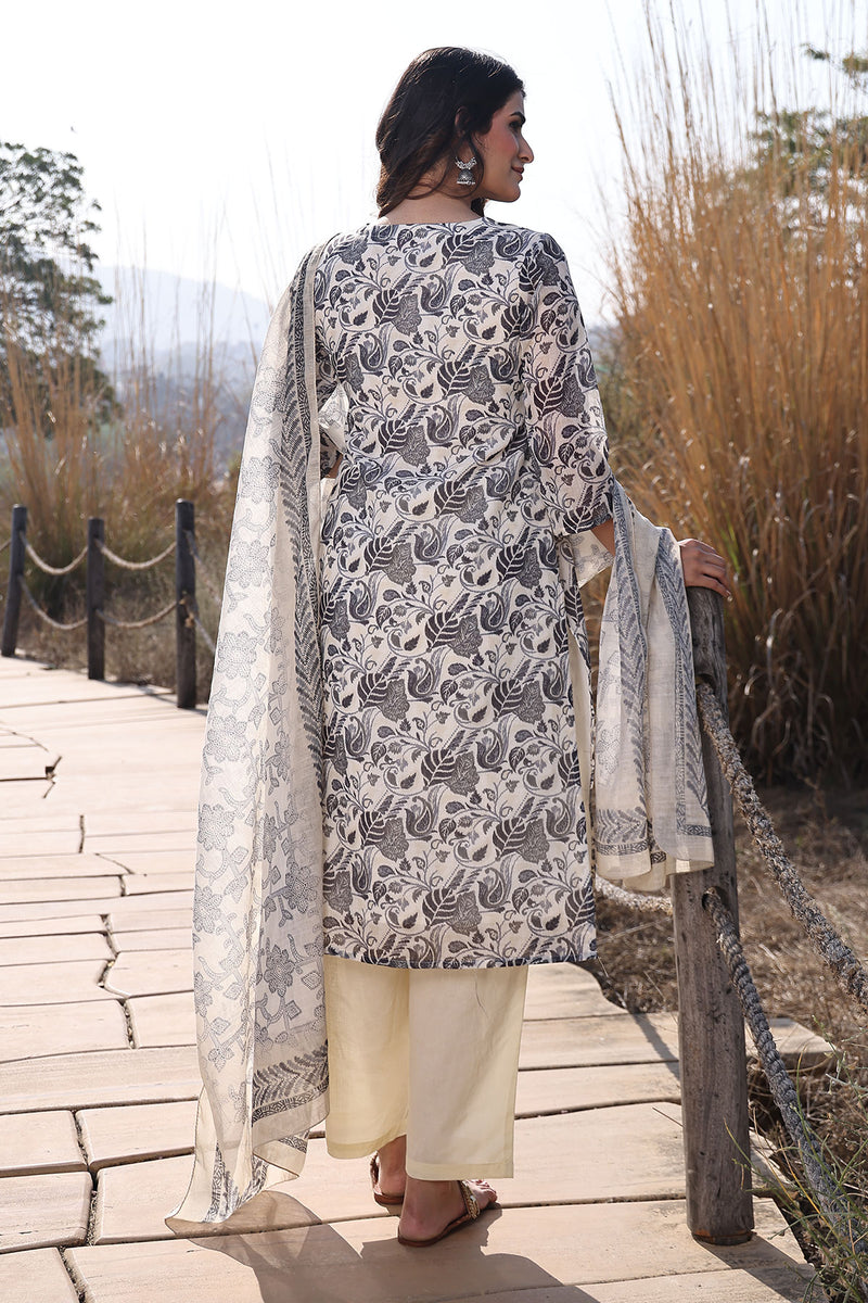 Light Ivory Cotton Linen Suit Set