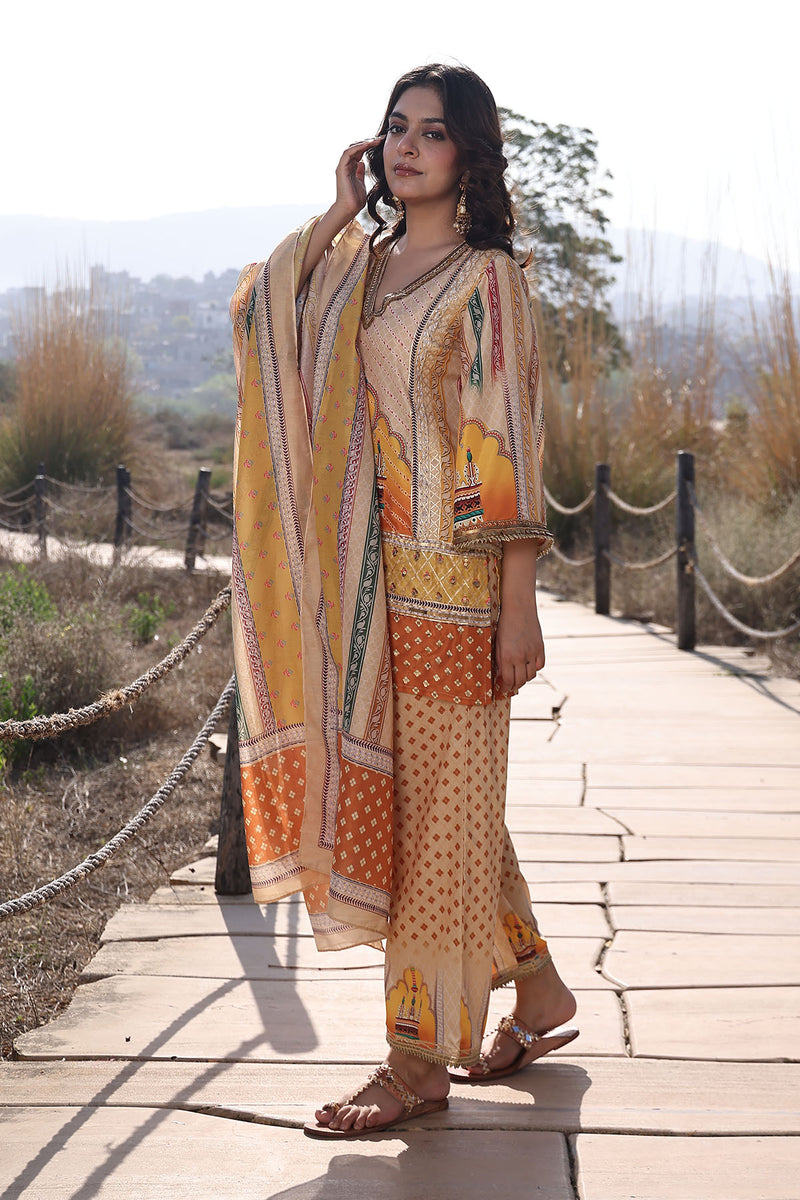 Misted Yellow Muslin Kurta Set