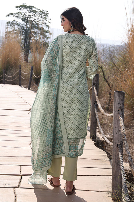 Fern Green Cotton Linen Suit Set