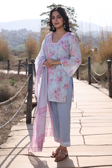 Candy Floss Blue Pink Cotton Linen Suit Set