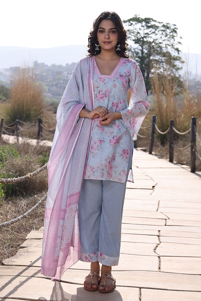 Candy Floss Blue Pink Cotton Linen Suit Set