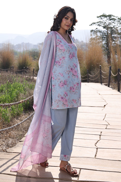 Candy Floss Blue Pink Cotton Linen Suit Set