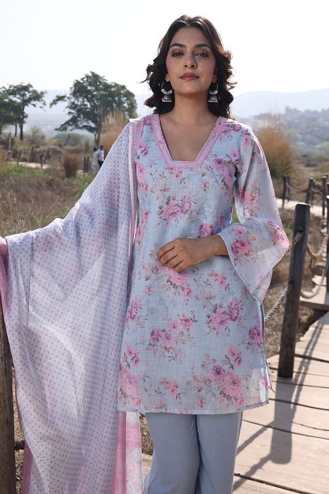 Candy Floss Blue Pink Cotton Linen Suit Set