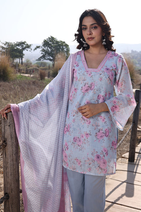 Candy Floss Blue Pink Cotton Linen Suit Set