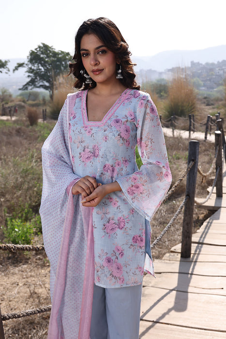 Candy Floss Blue Pink Cotton Linen Suit Set