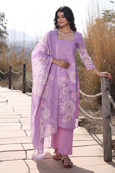 Light Lilac Cotton Linen Suit Set