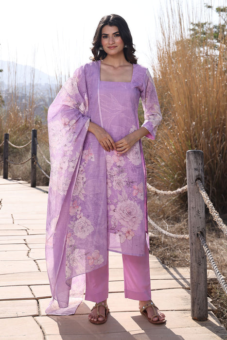 Light Lilac Cotton Linen Suit Set