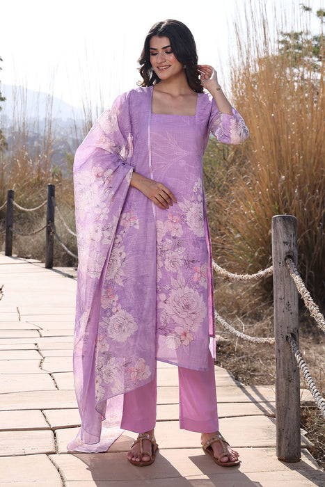 Light Lilac Cotton Linen Suit Set