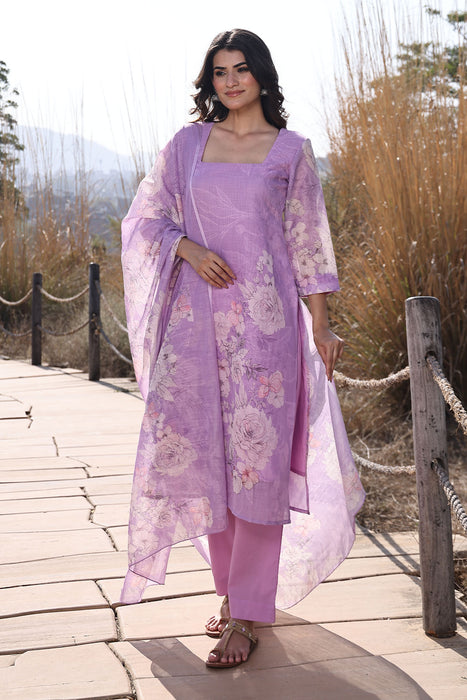 Light Lilac Cotton Linen Suit Set