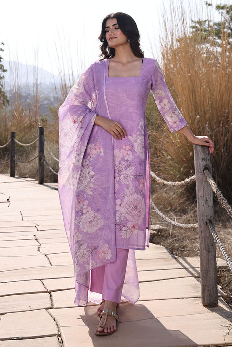 Light Lilac Cotton Linen Suit Set