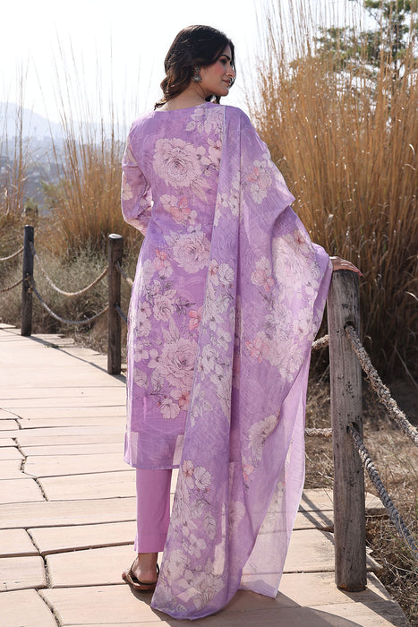 Light Lilac Cotton Linen Suit Set
