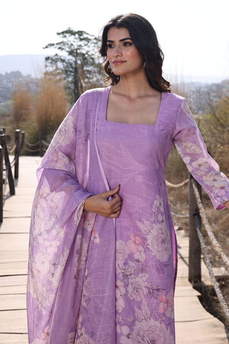 Light Lilac Cotton Linen Suit Set