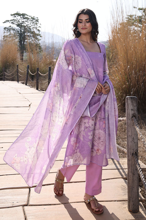Light Lilac Cotton Linen Suit Set