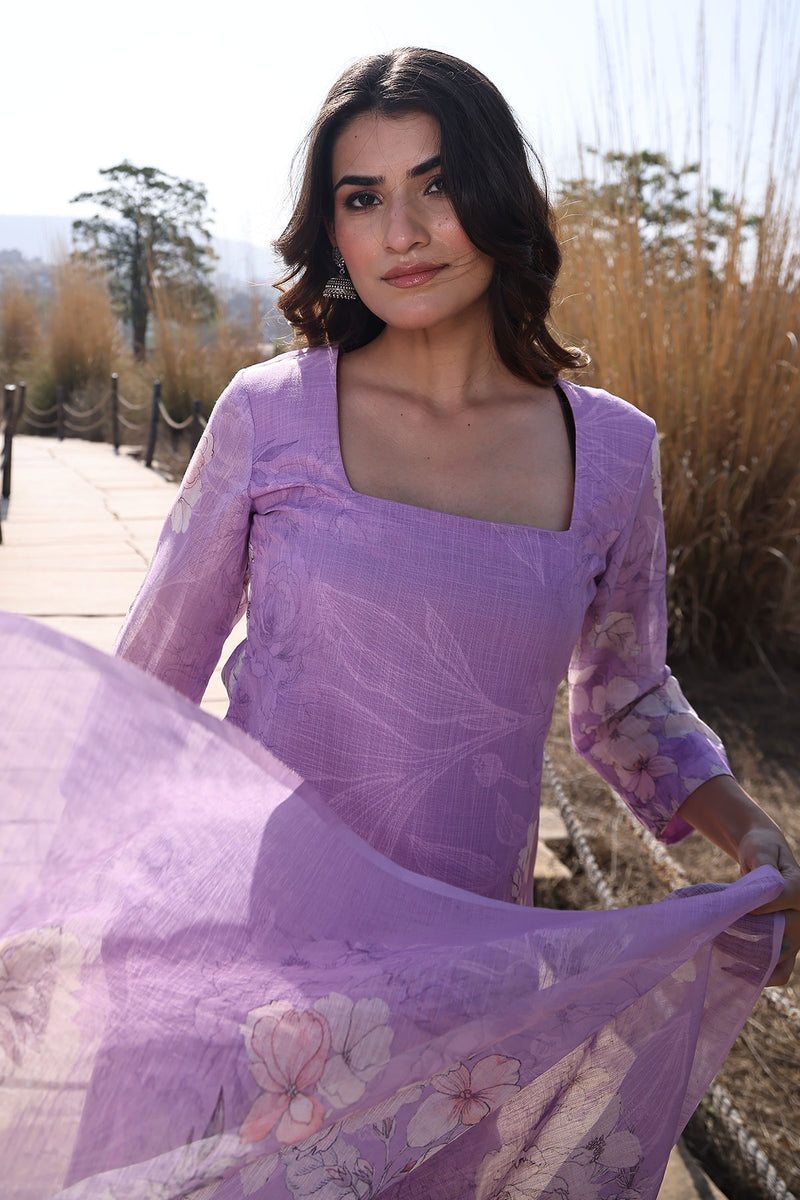 Light Lilac Cotton Linen Suit Set