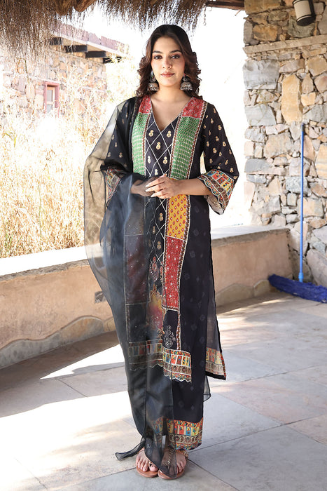 Noir Black Muslin Kurta Set