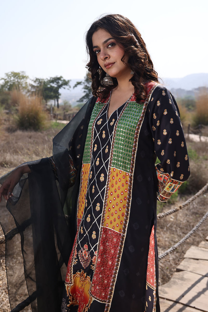 Noir Black Muslin Kurta Set