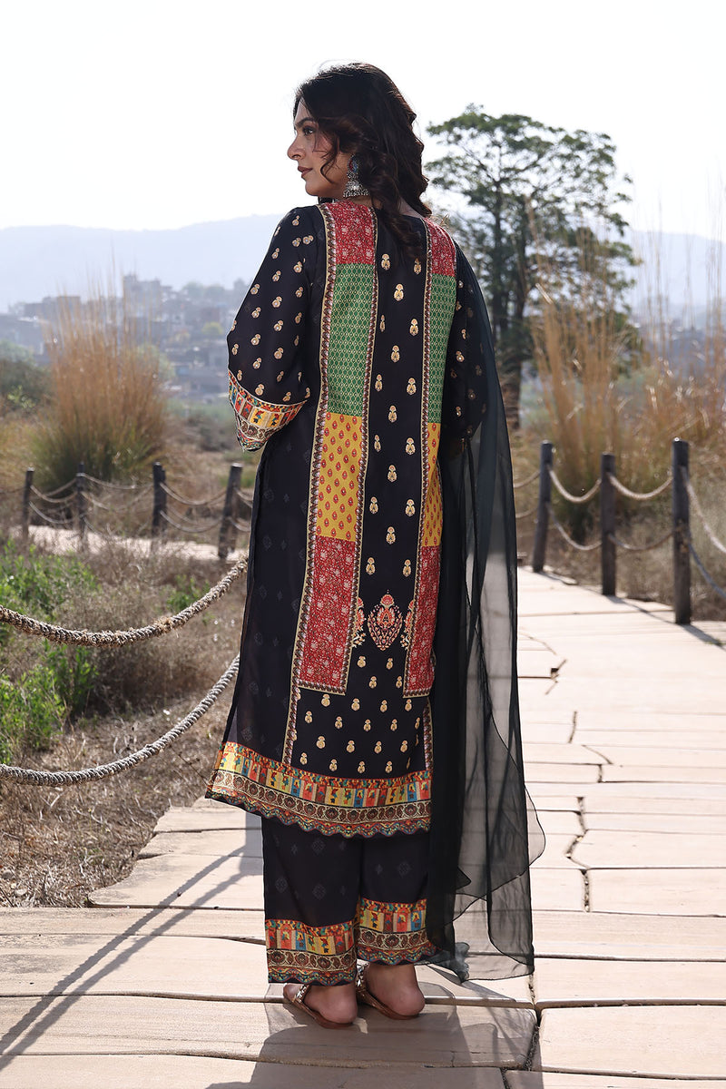 Noir Black Muslin Kurta Set