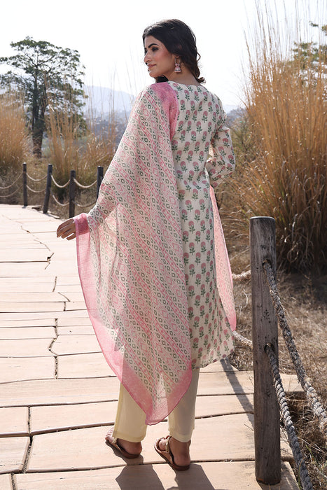 Pink Ivory Cotton Linen Suit Set