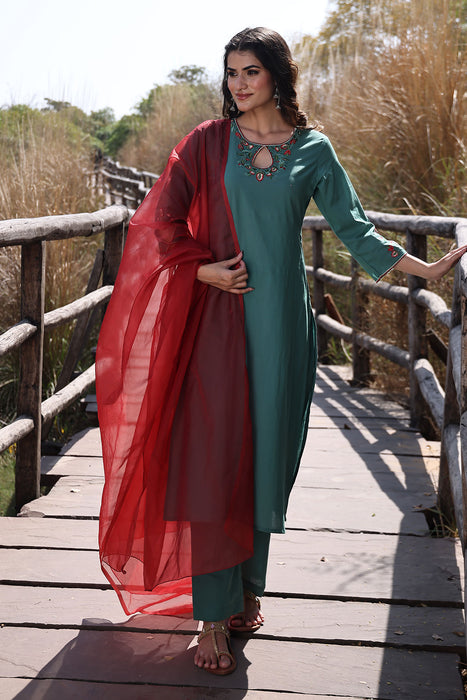 Pine Green Cotton Suit Set