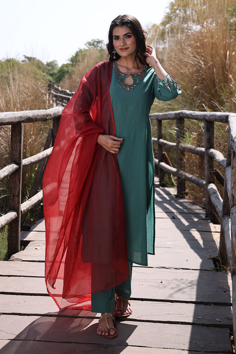 Pine Green Cotton Suit Set